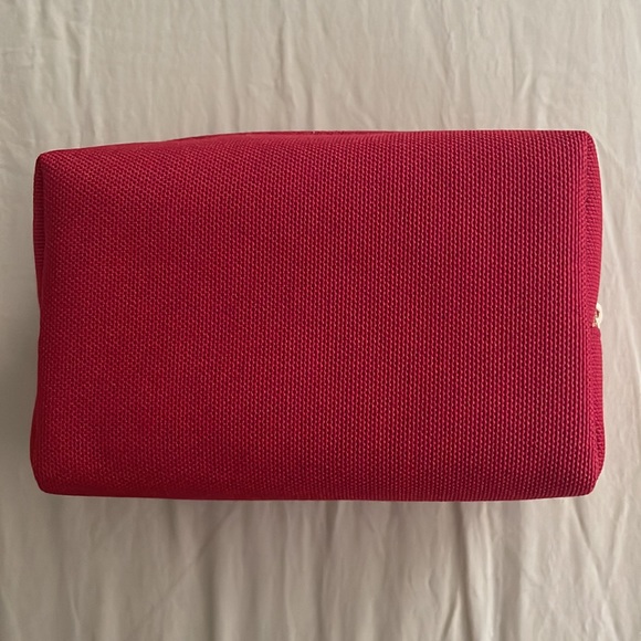 Dior Beauty Red Canvas Embossed Logo Makeup Toiletry Bag Zip Pouch - Picture 4 of 9